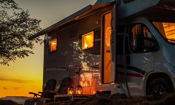RV In A Sunset Setting